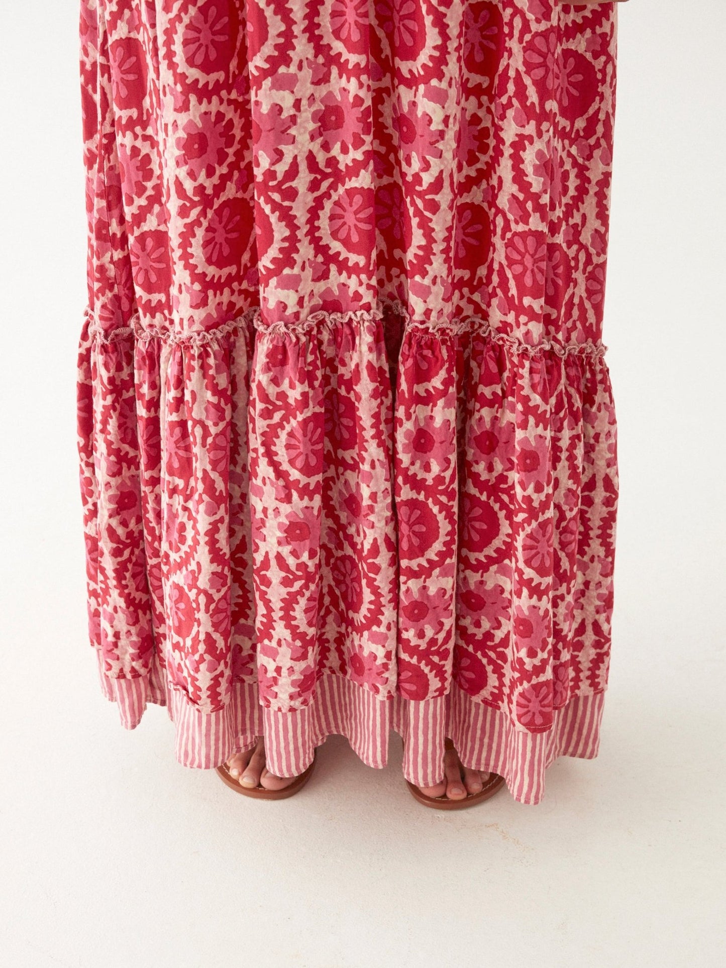 Maison Hotel Valeria Dress in Flamingo Grooves hemline close up