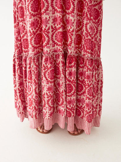 Maison Hotel Valeria Dress in Flamingo Grooves hemline close up