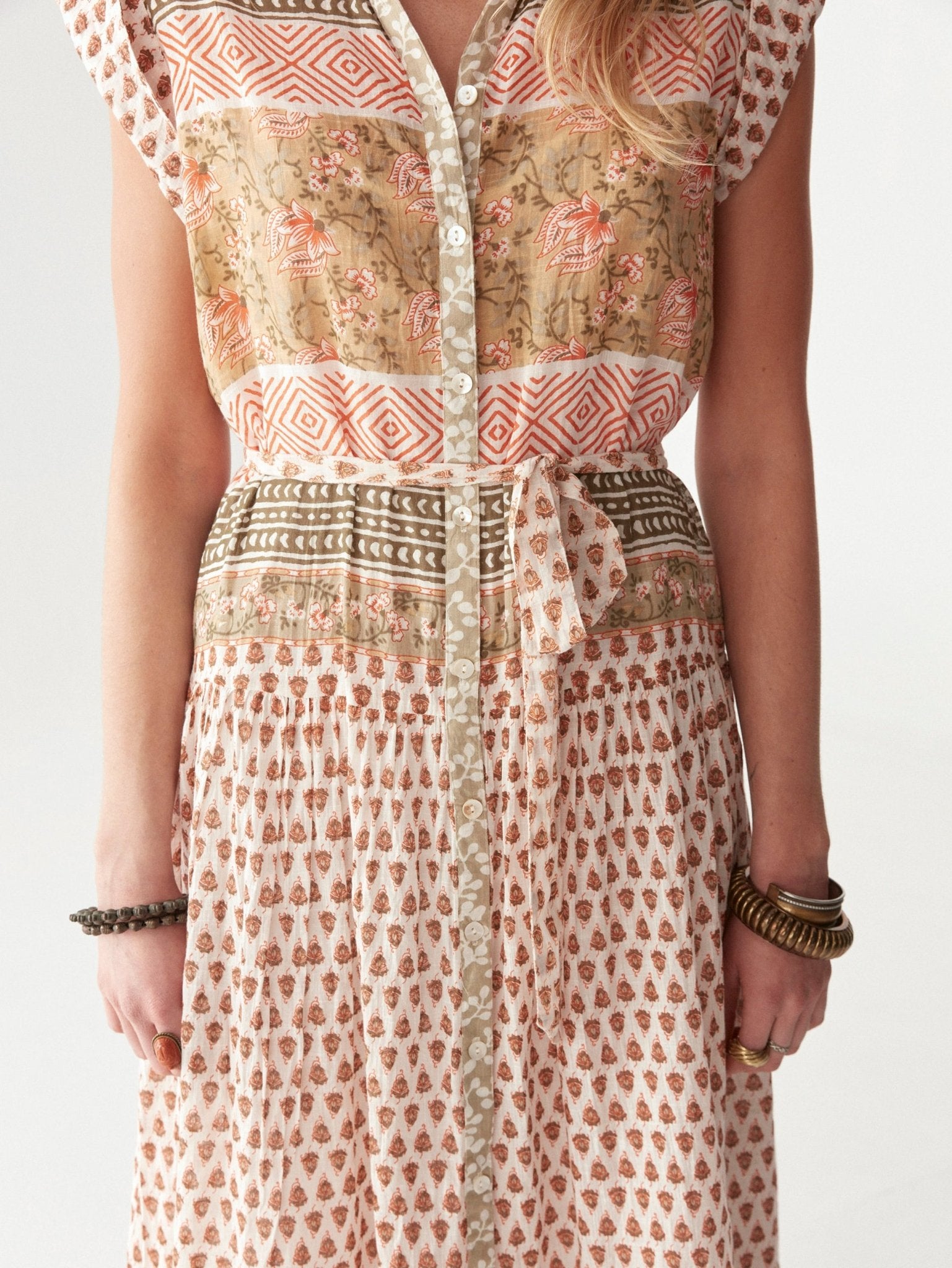 Maison Hotel Cris Dress in Light Forest cream close up 2