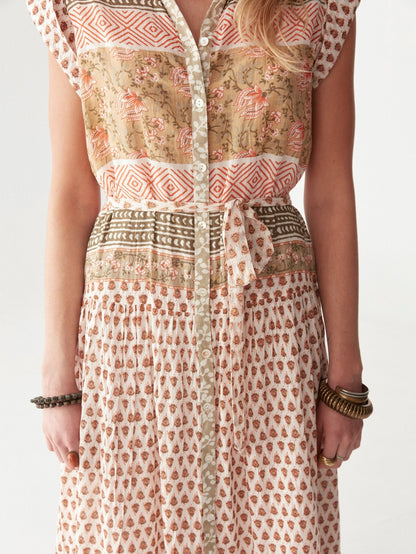 Maison Hotel Cris Dress in Light Forest cream close up 2