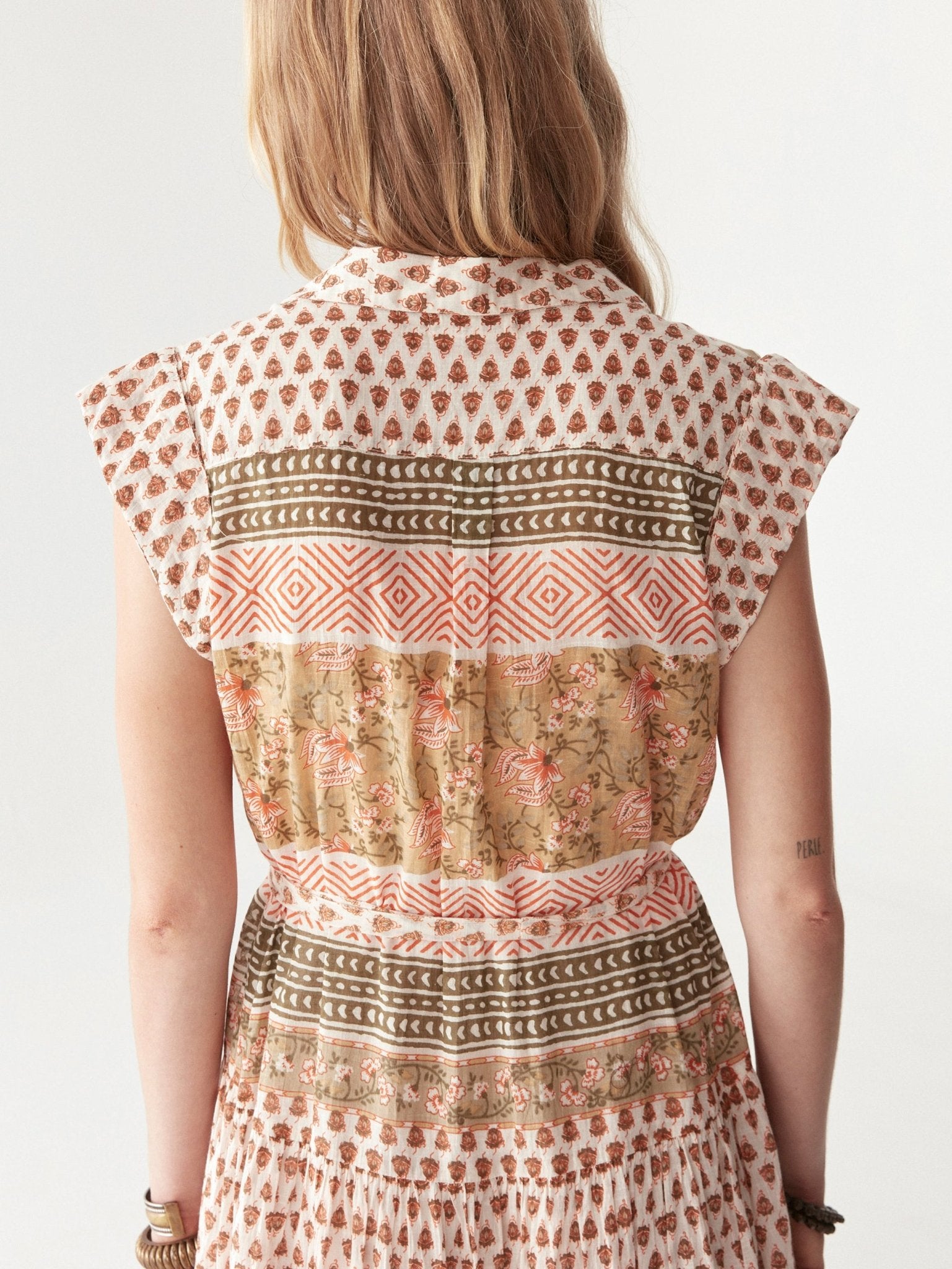 Maison Hotel Cris Dress in Light Forest cream back shot