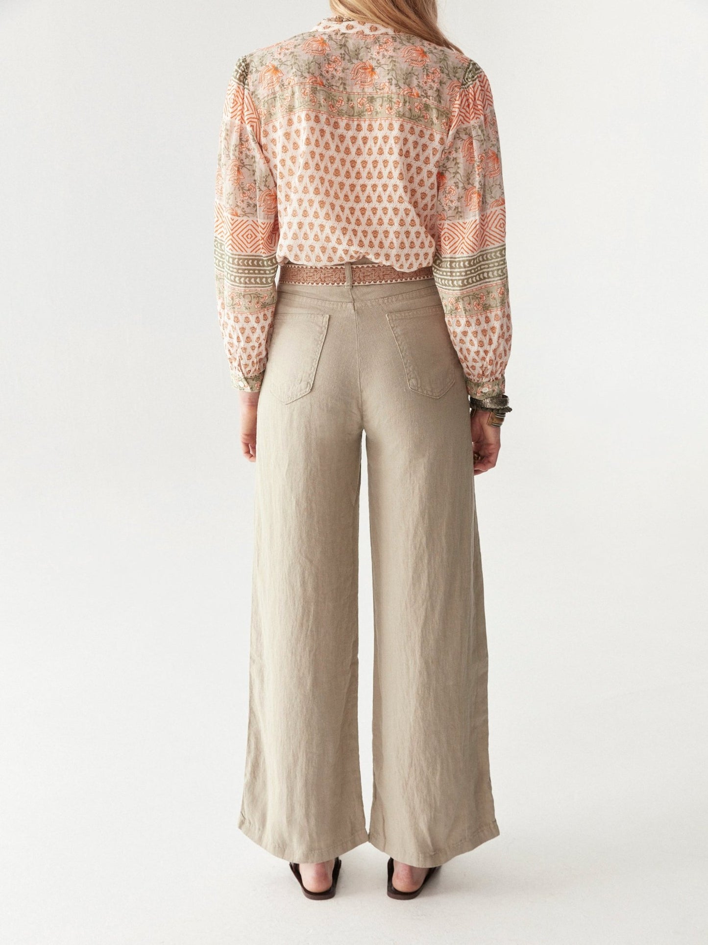 Maison Hotel Vera Blouse in Light Forest Cream back shot