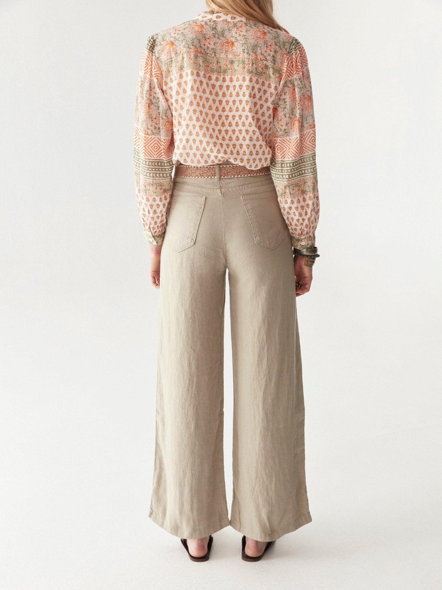 Maison Hotel Vera Blouse in Light Forest Cream back shot
