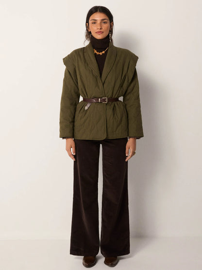 Maison Hotel Lucille Jacket in Olive Bloom full length