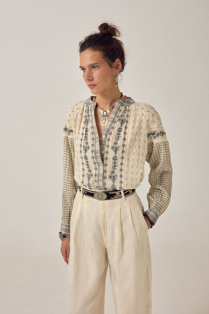 Maison Hotel Noemi Blouse patchwork notes image 3