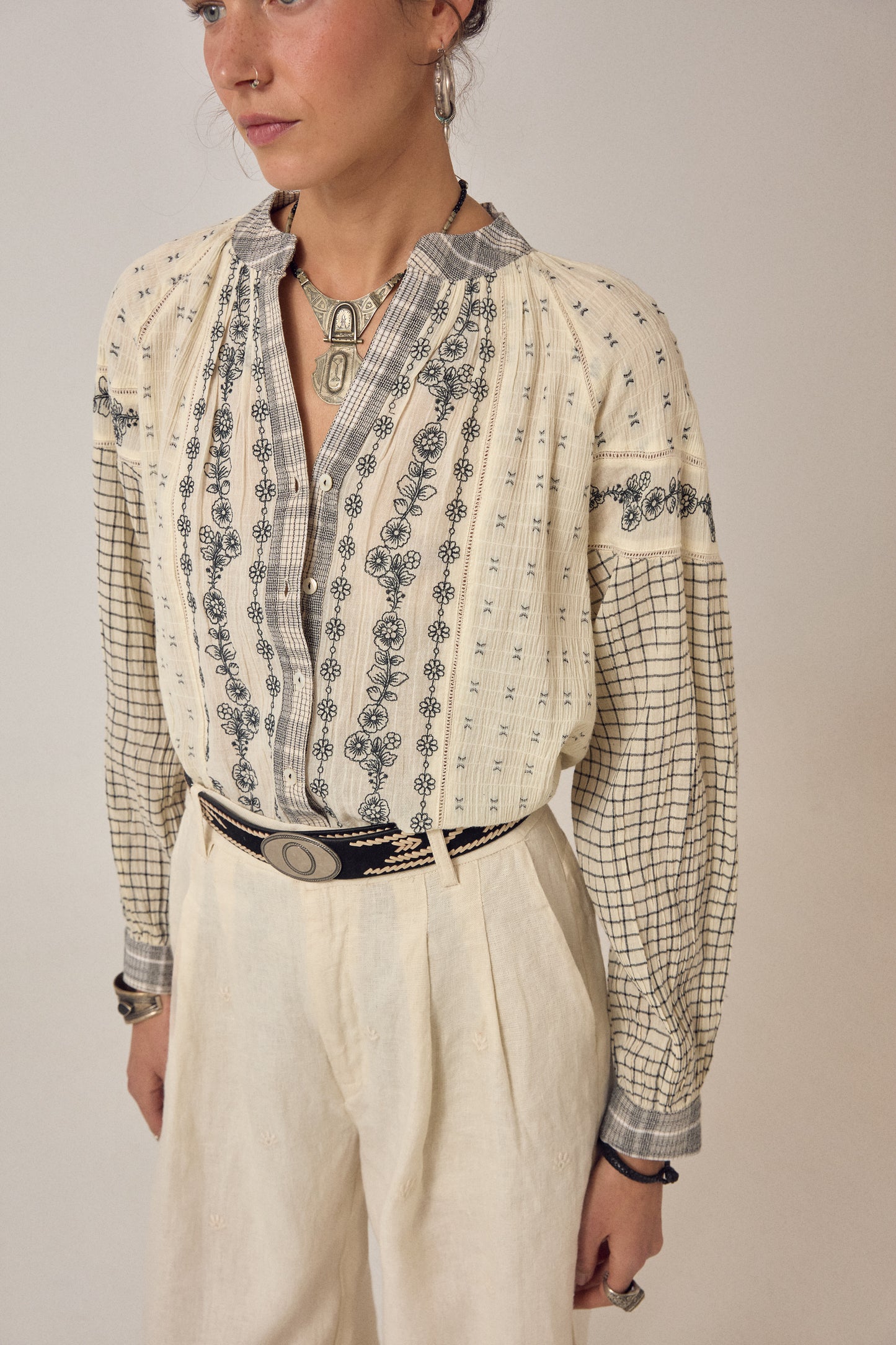 Maison Hotel Noemi Blouse patchwork notes image 2