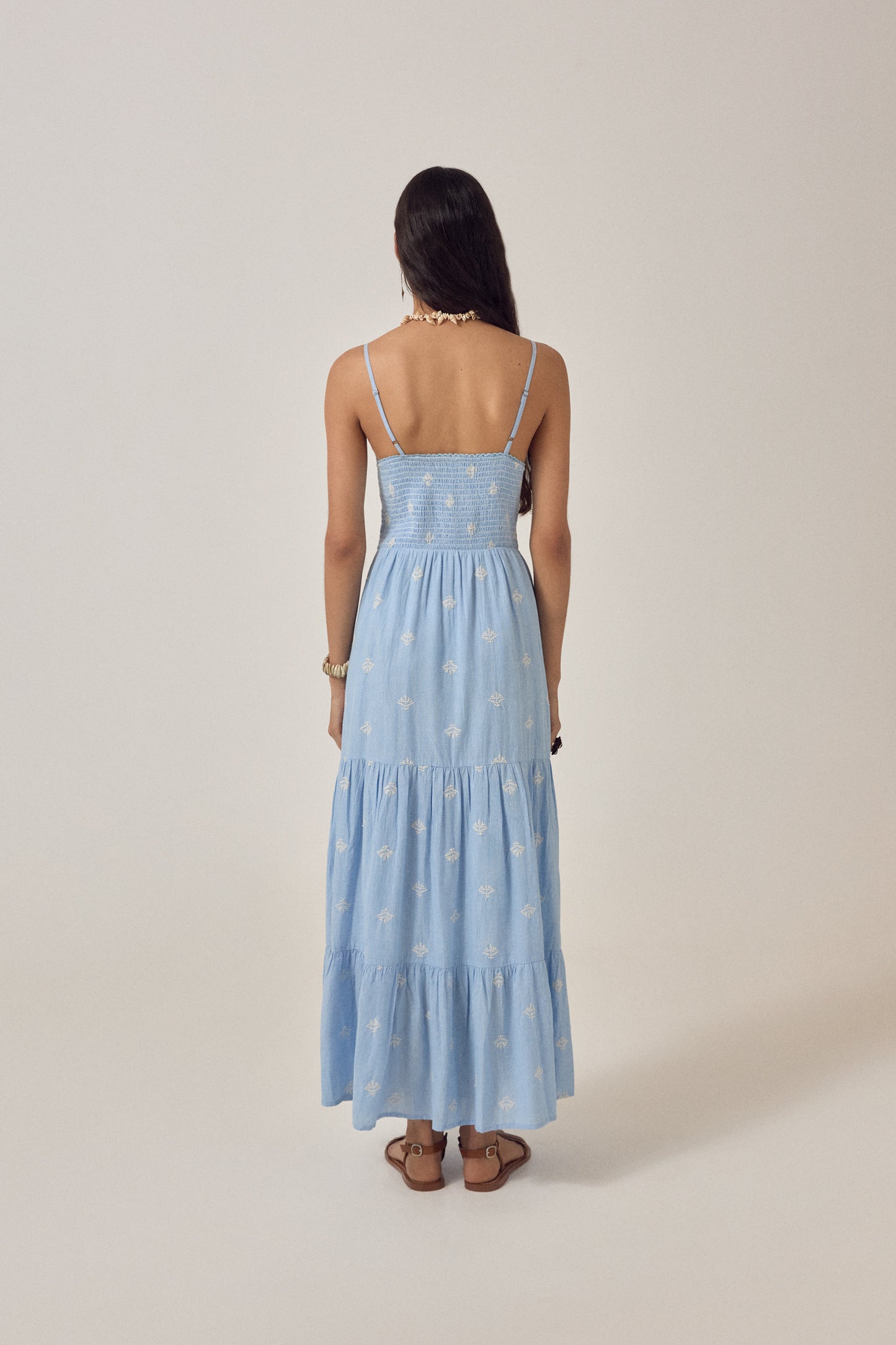 Maison Hotel Etta Dress sky blue model 1 back shot