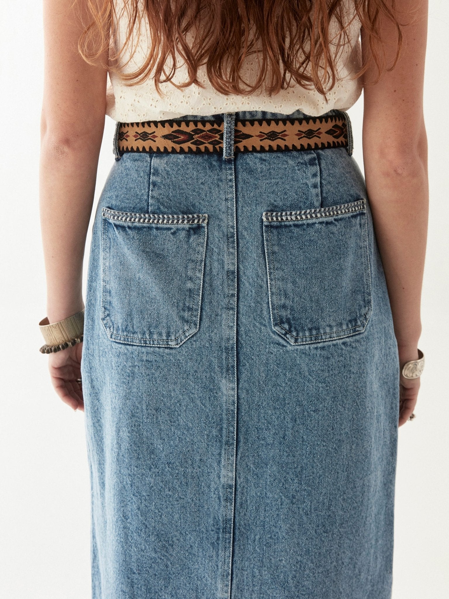 Maison Hotel Agustina Belt in Yerba Mata back shot on model