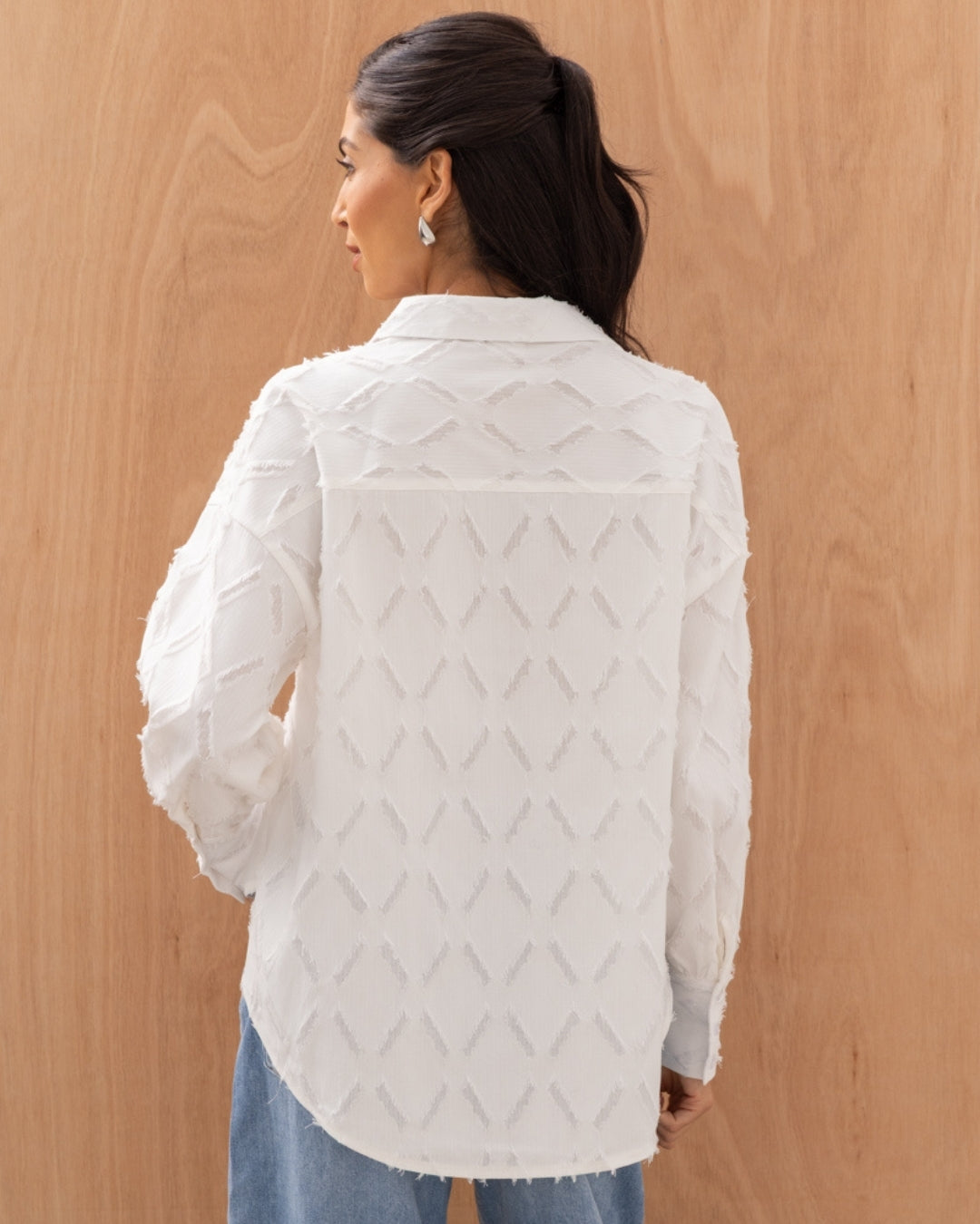 Charli Marlowe stripe shirt in white back shot