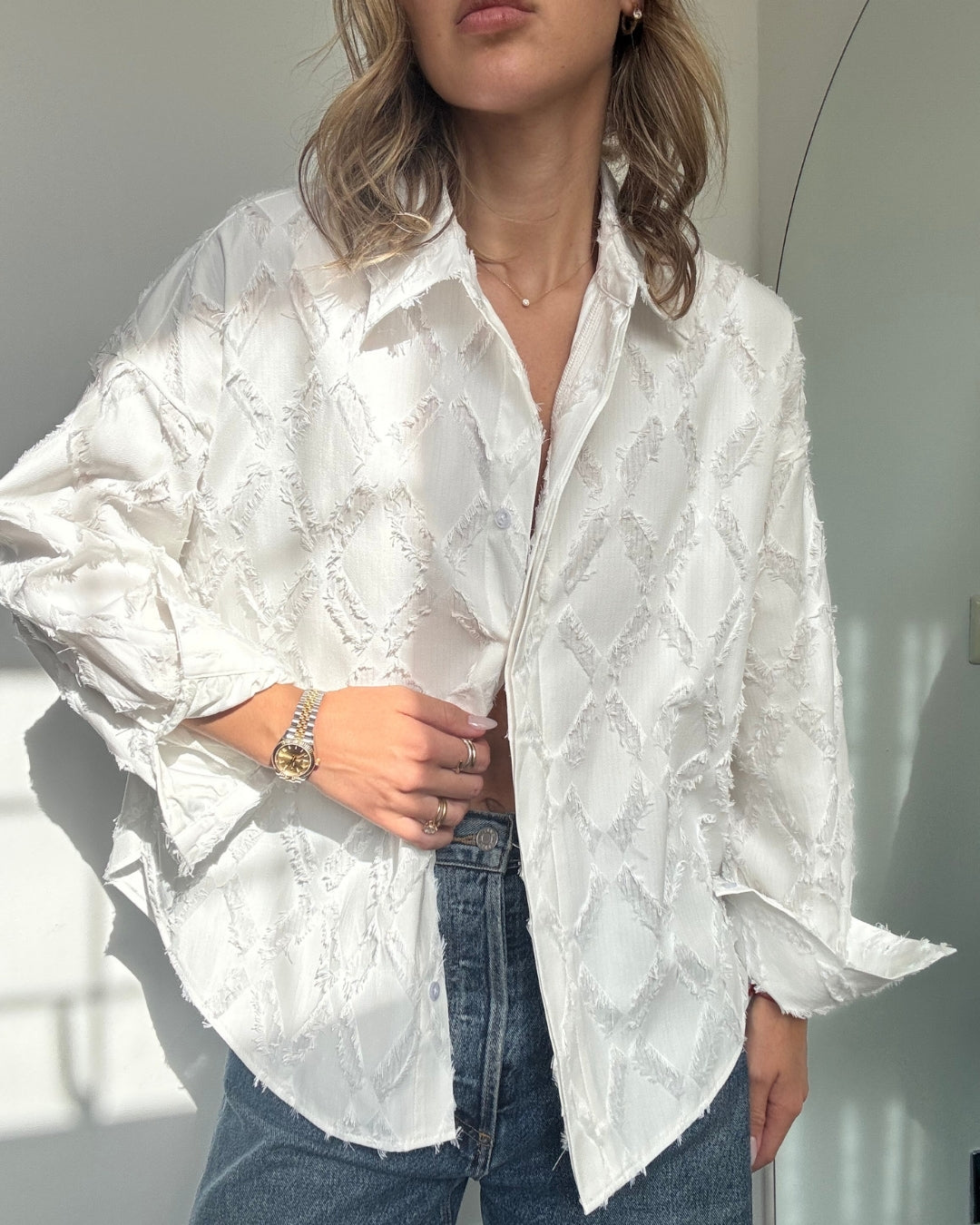 Charli Marlowe stripe shirt in white 2