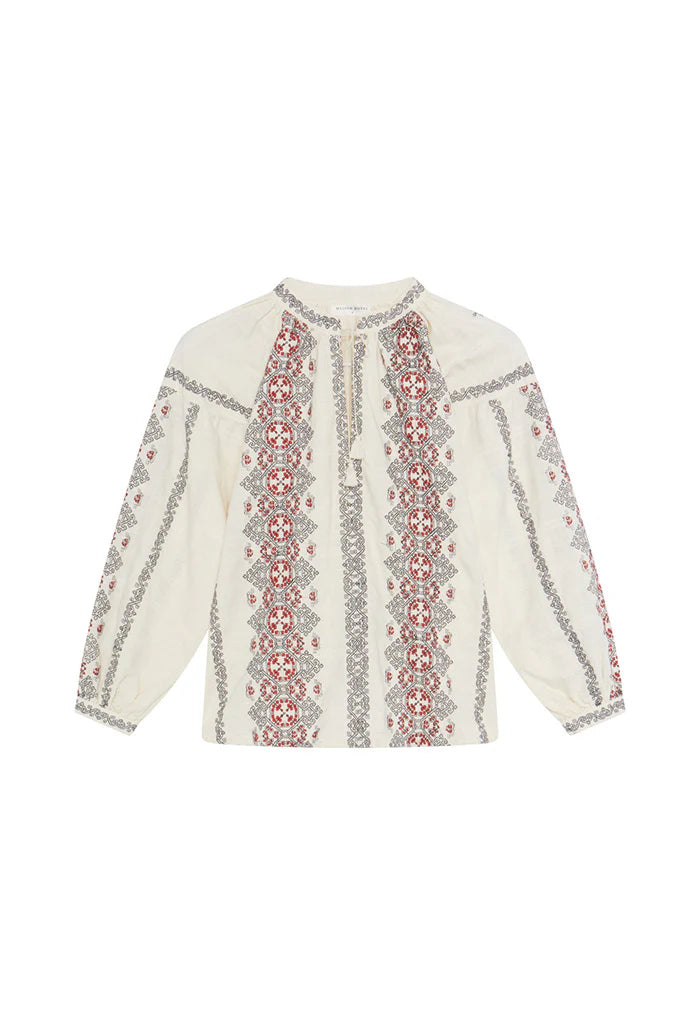 Maison Hotel Virginia Blouse in Ecru flat lay