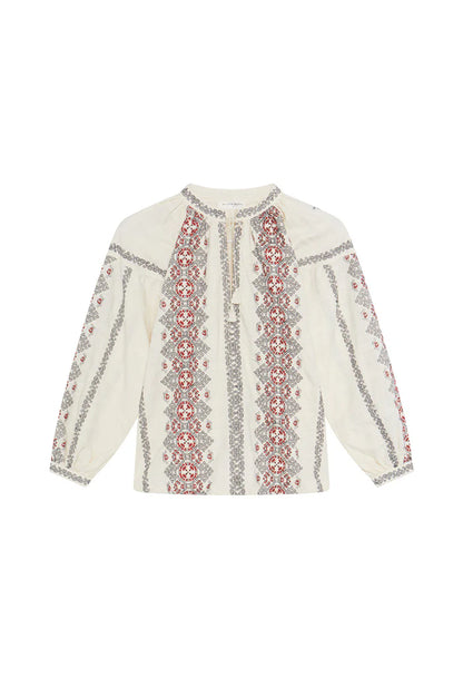 Maison Hotel Virginia Blouse in Ecru flat lay