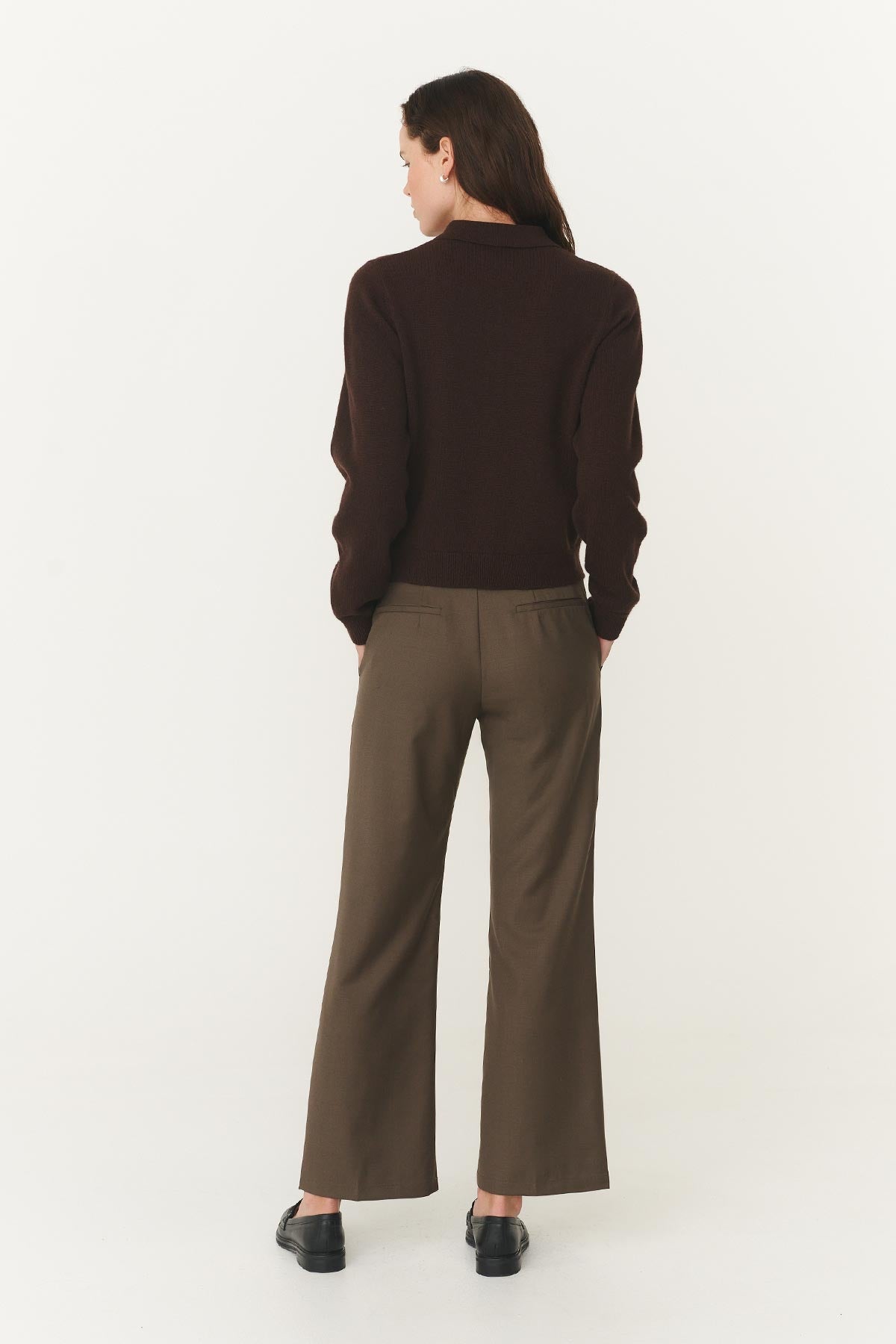 Rowie Marin wool suit pants in chestnut back shot