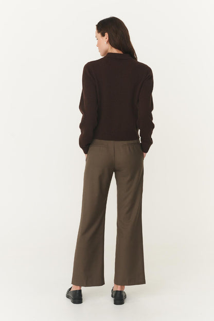 Rowie Marin wool suit pants in chestnut back shot