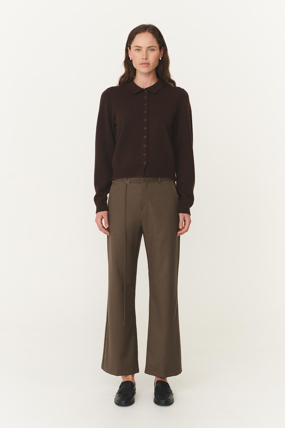 Rowie Marin wool suit pants in chestnut 1