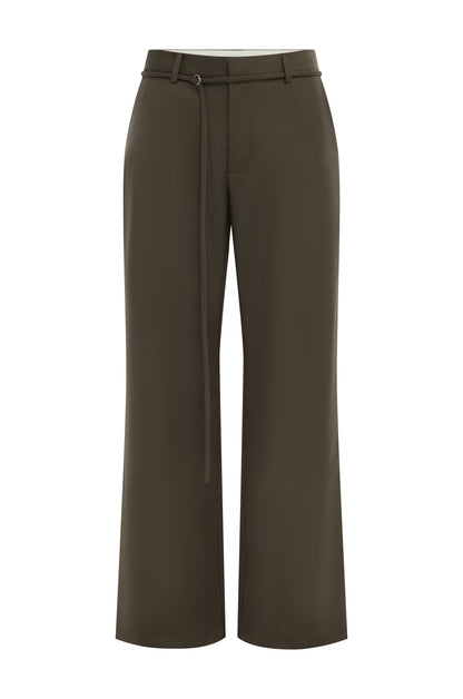 Rowie Marin wool suit pants in chestnut flat lay