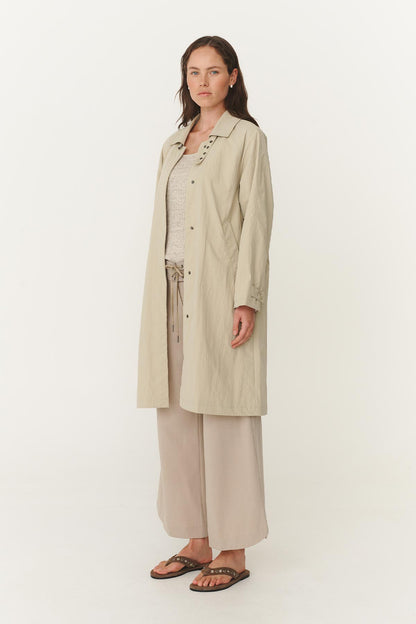 Rowie Marlow classic trench in stone side on