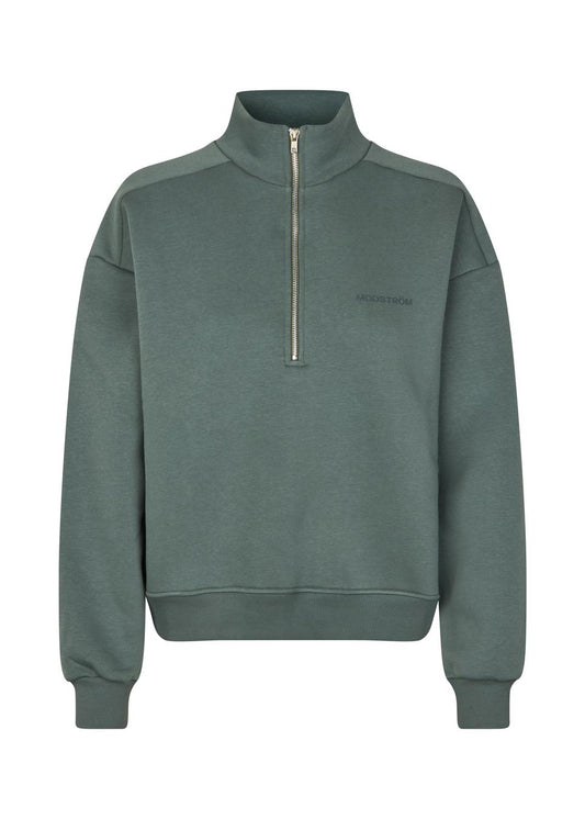 Modstrom Tia MD T Neck Sweater – Balsam Green flat lay front shot