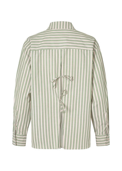 Modstrom Mille md shirt in green lat lay back shot 