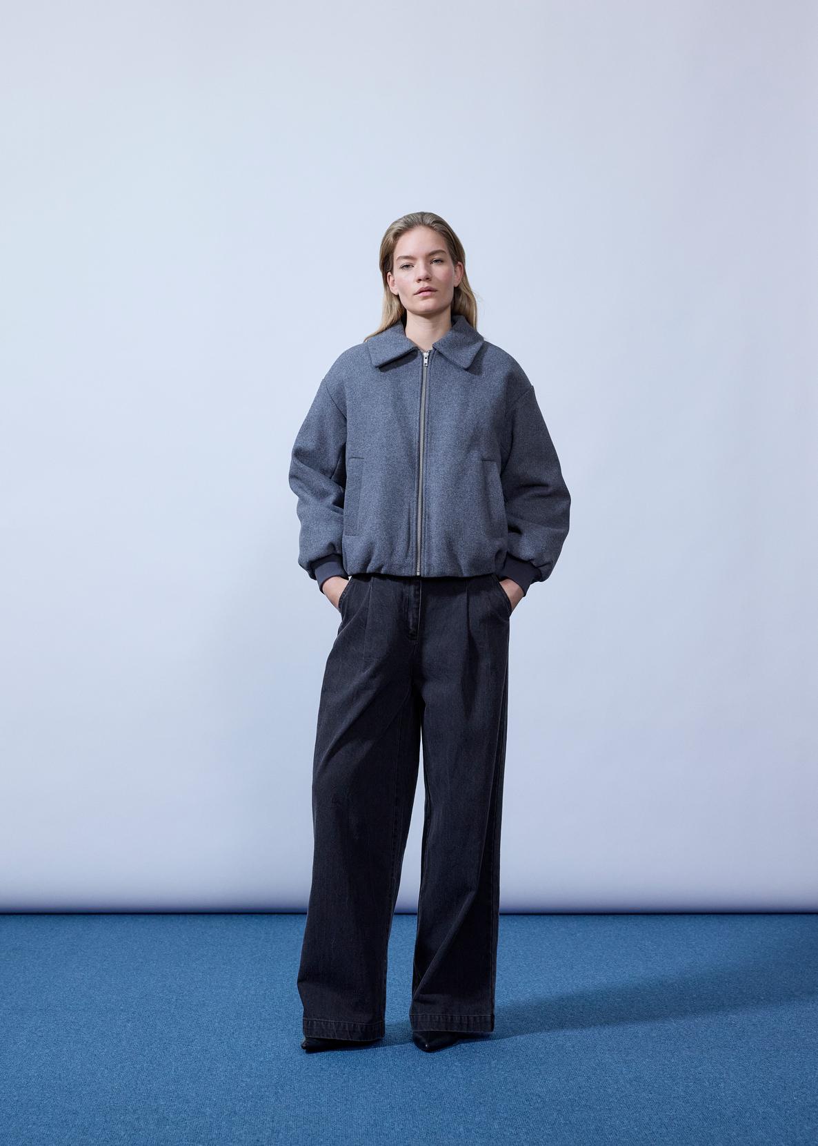 Modstrom minni md pants in vintage grey on model