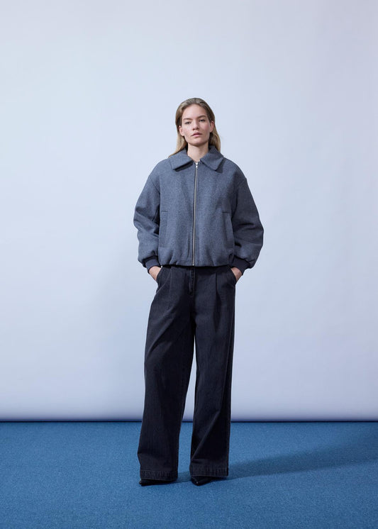 Modstrom minni md pants in vintage grey on model