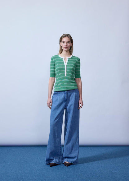 Modstrom Pacifico green stripe polo top 2