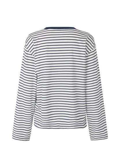 Hellen Long-Sleeve Stripe Tee – Navy & White Stripe