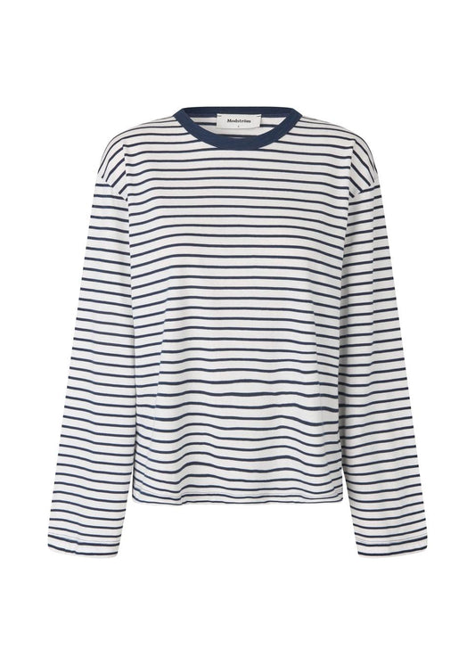 Hellen Long-Sleeve Stripe Tee – Navy & White Stripe