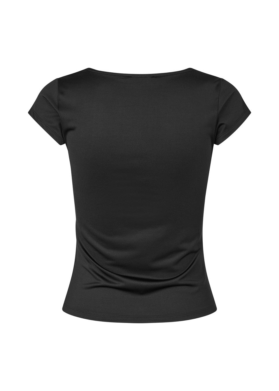 Modstrom Hima md drapey t-shirt in black flat lay back 
