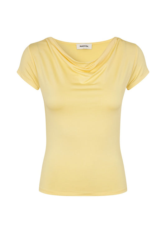 Modström Hima md drapey t-shirt in jojoba flat lay front 1
