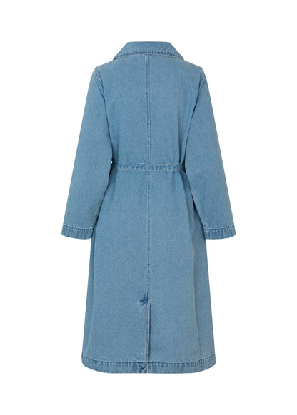 Modstrom Madeline MD Denim Trench flat lay back shot 