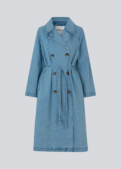 Modstrom Madeline MD Denim Trench Coat flat lay 