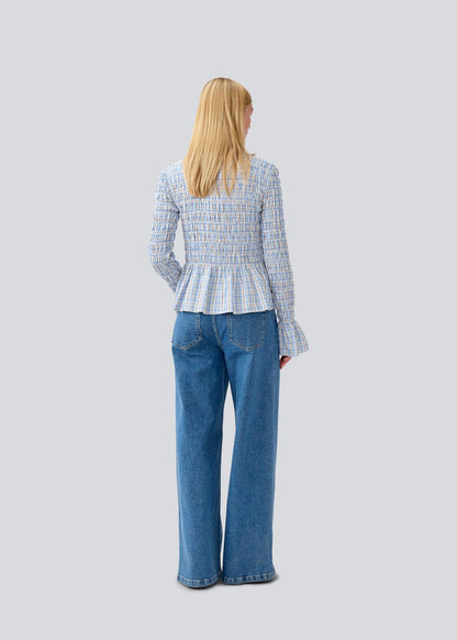 Magda Long-sleeve Top – Blue Check
