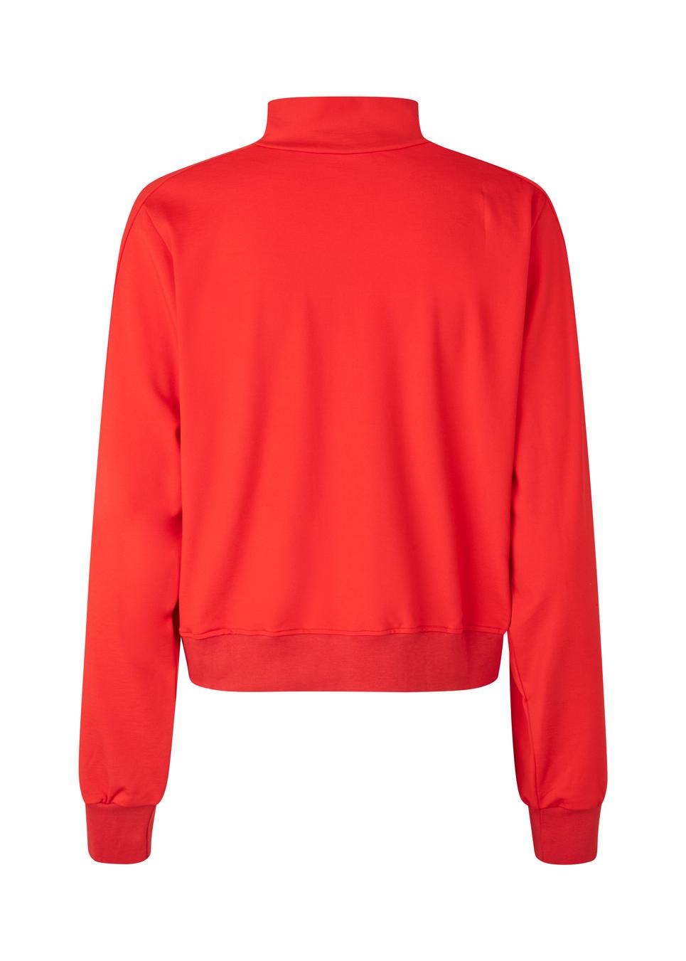 Modstrom Marietta MD T-neck Sweater – Fire Red flat lay back shot