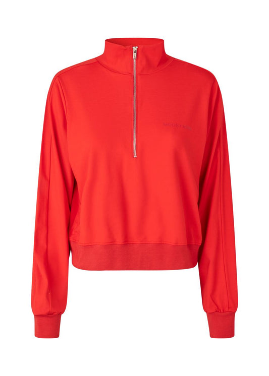 Modstrom Marietta MD T-neck Sweater – Fire Red flat lay front shot 