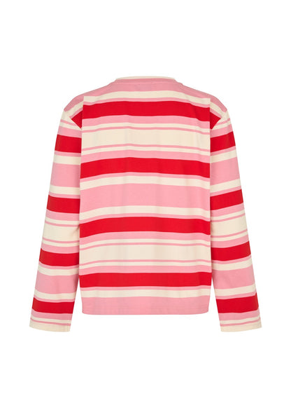 Modstrom Urban stripe Long Sleeve tee in hibiscus pink stripe 2