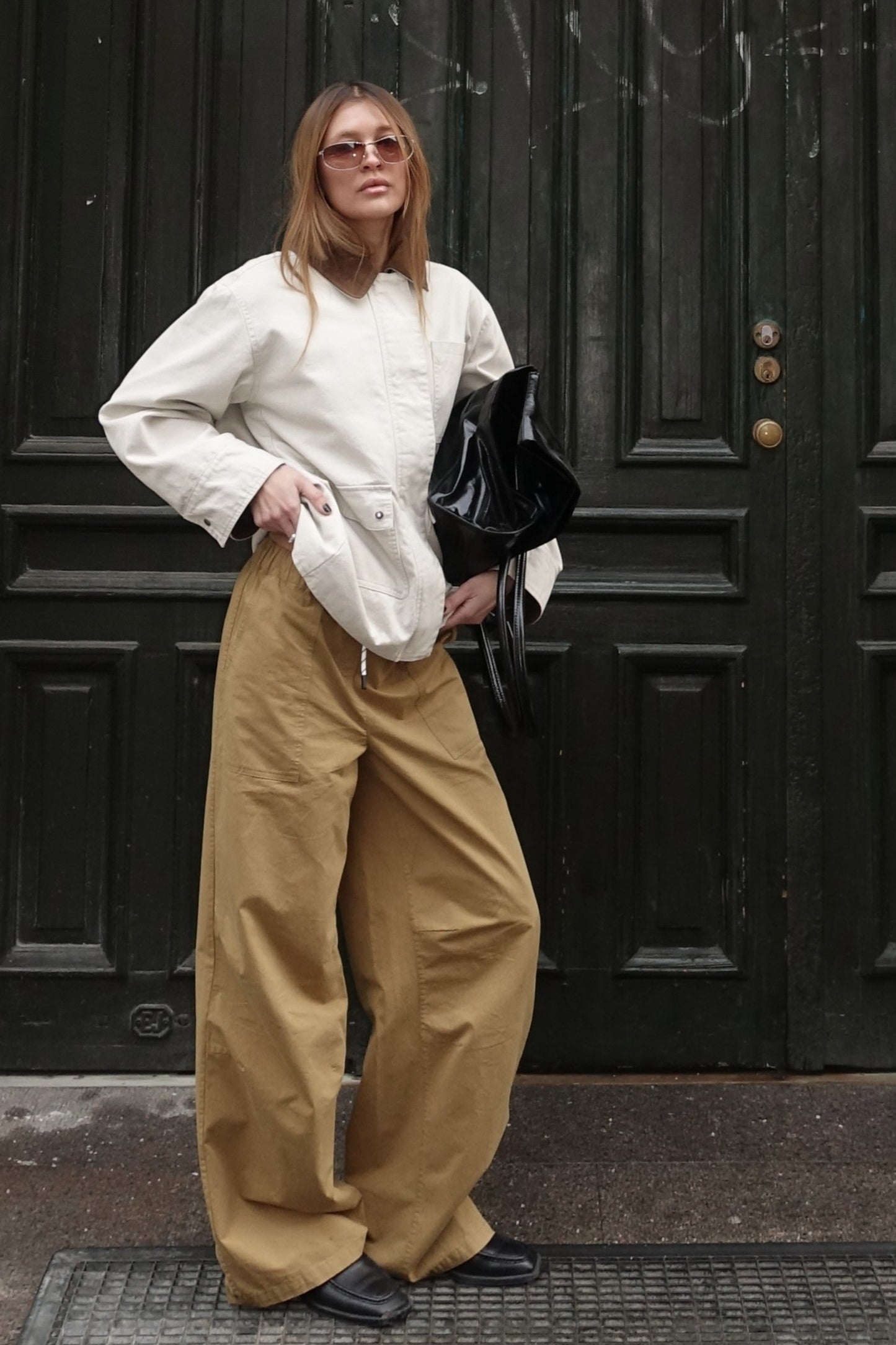 Modstrom Ursula md Jacket in Moonbeam campaign shot 2