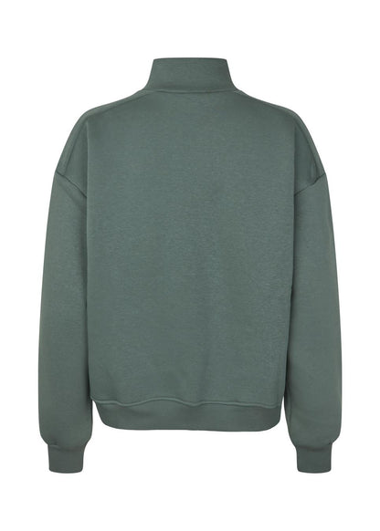Modstrom Tia MD T Neck Sweater – Balsam Green flat lay back shot 