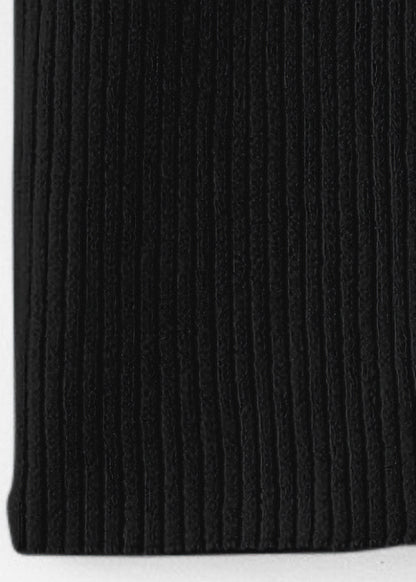 N.139 Cashmere Blend Skinny Rib S/S Crew – Light Shell & Black
