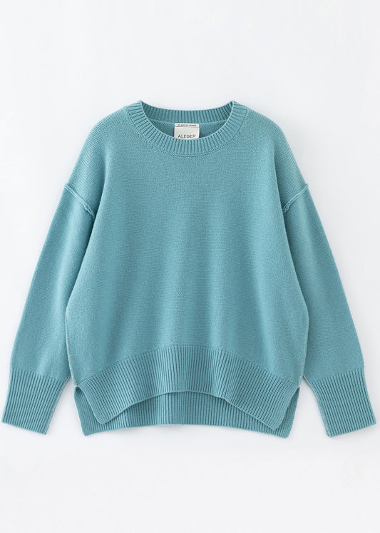 Aleger cashmere sweater in sicily blue flat lay