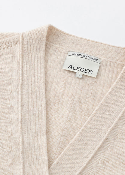 aleger cashmere blend oversized cardi in shell close up