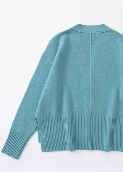 aleger cashmere blend oversized cardi in blue back shot