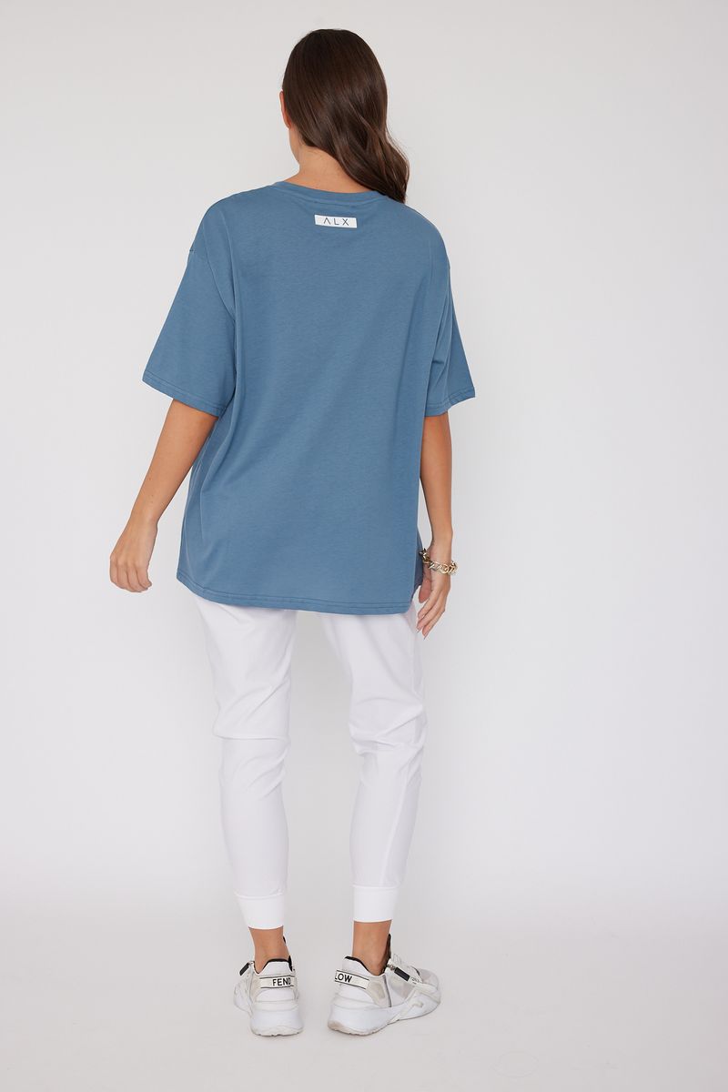 Alexandra women's Nix t-shirt in blue back shot