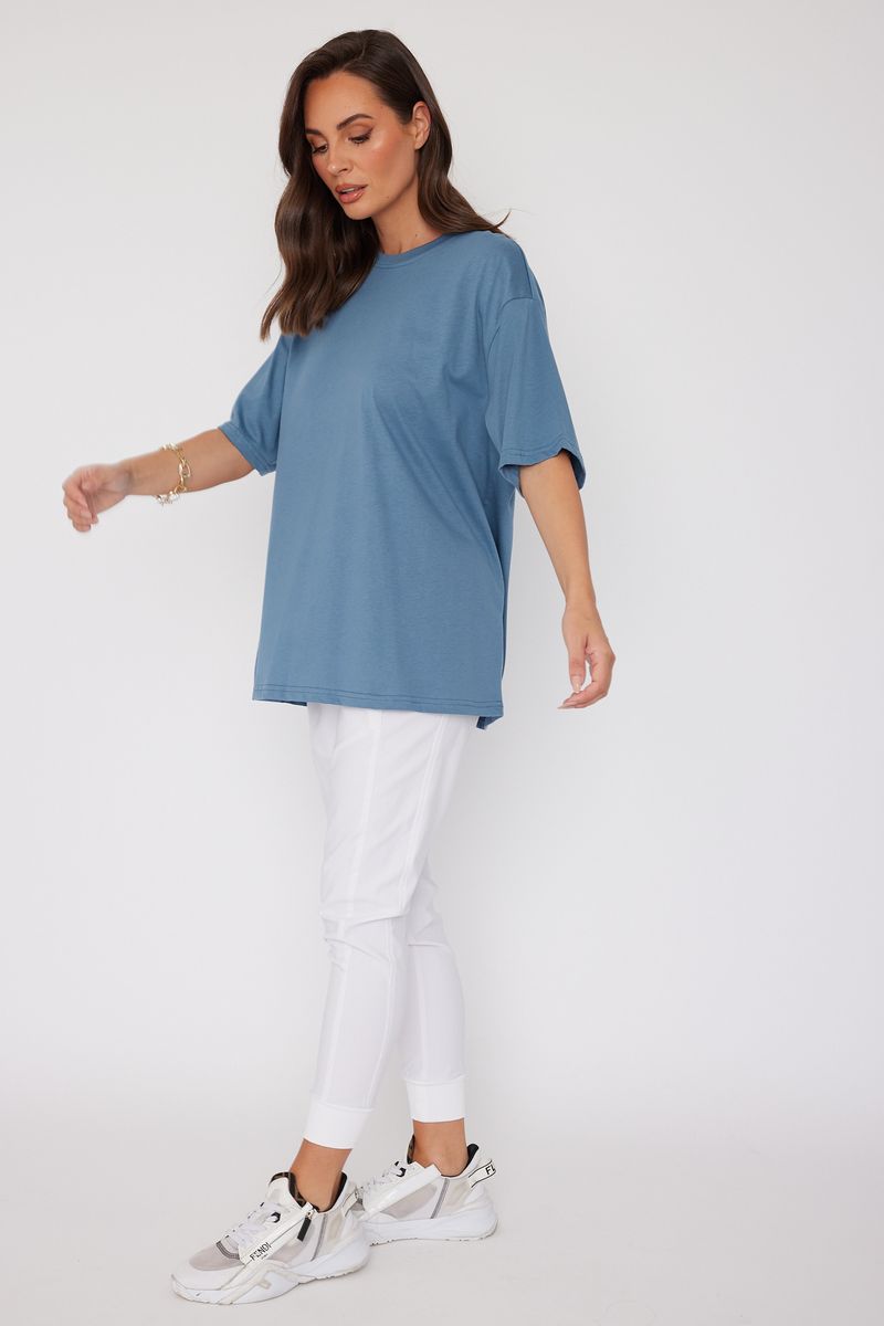 Alexandra women's Nix t-shirt in blue side on