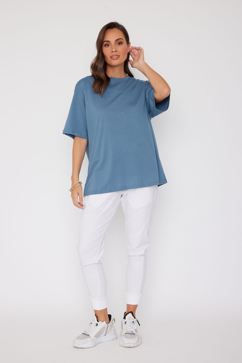 Alexandra women's Nix t-shirt in blue front on