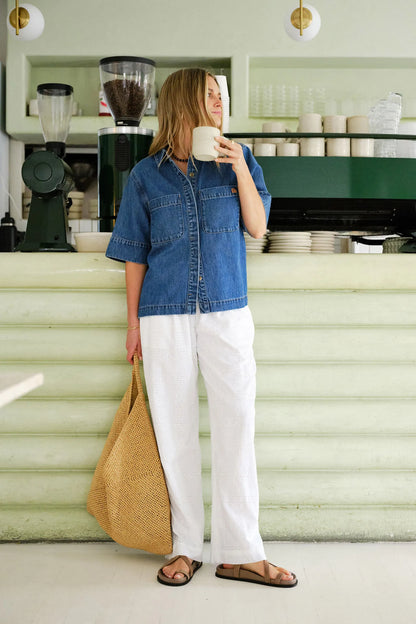 Ceres Life Noa Shirt fresh indigo campaign shot 2