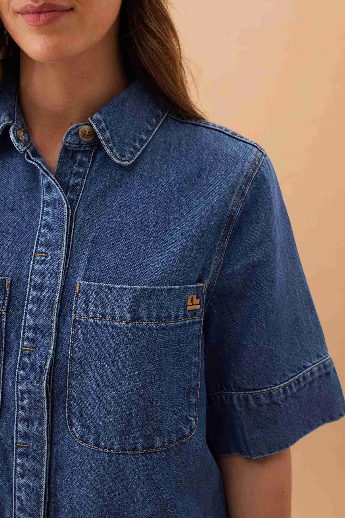 Ceres Life Noa Shirt fresh indigo close up