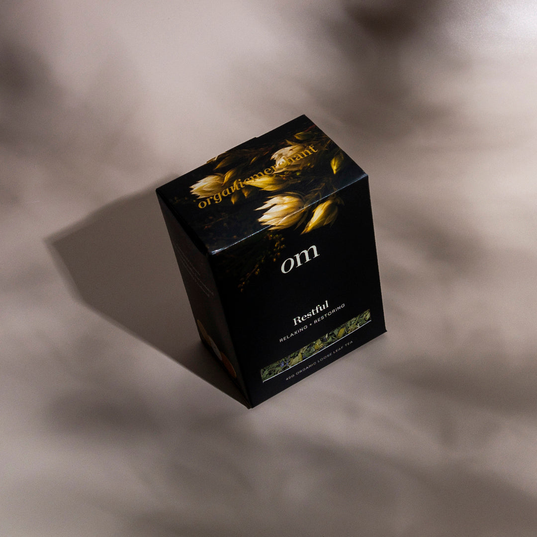 Organic Merchant restful tea box high angle
