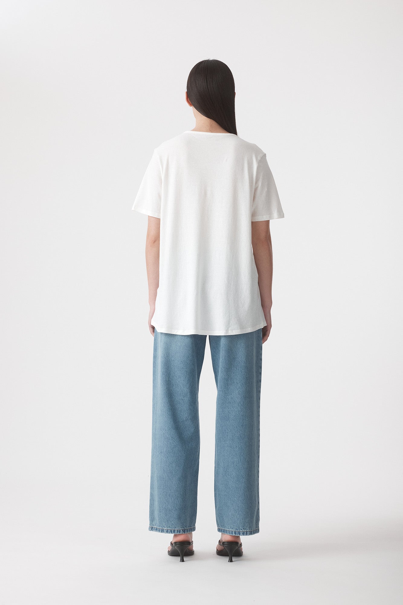 Outland Denim relaxed Lucy tee in white in organic cotton & hemp blend back shot