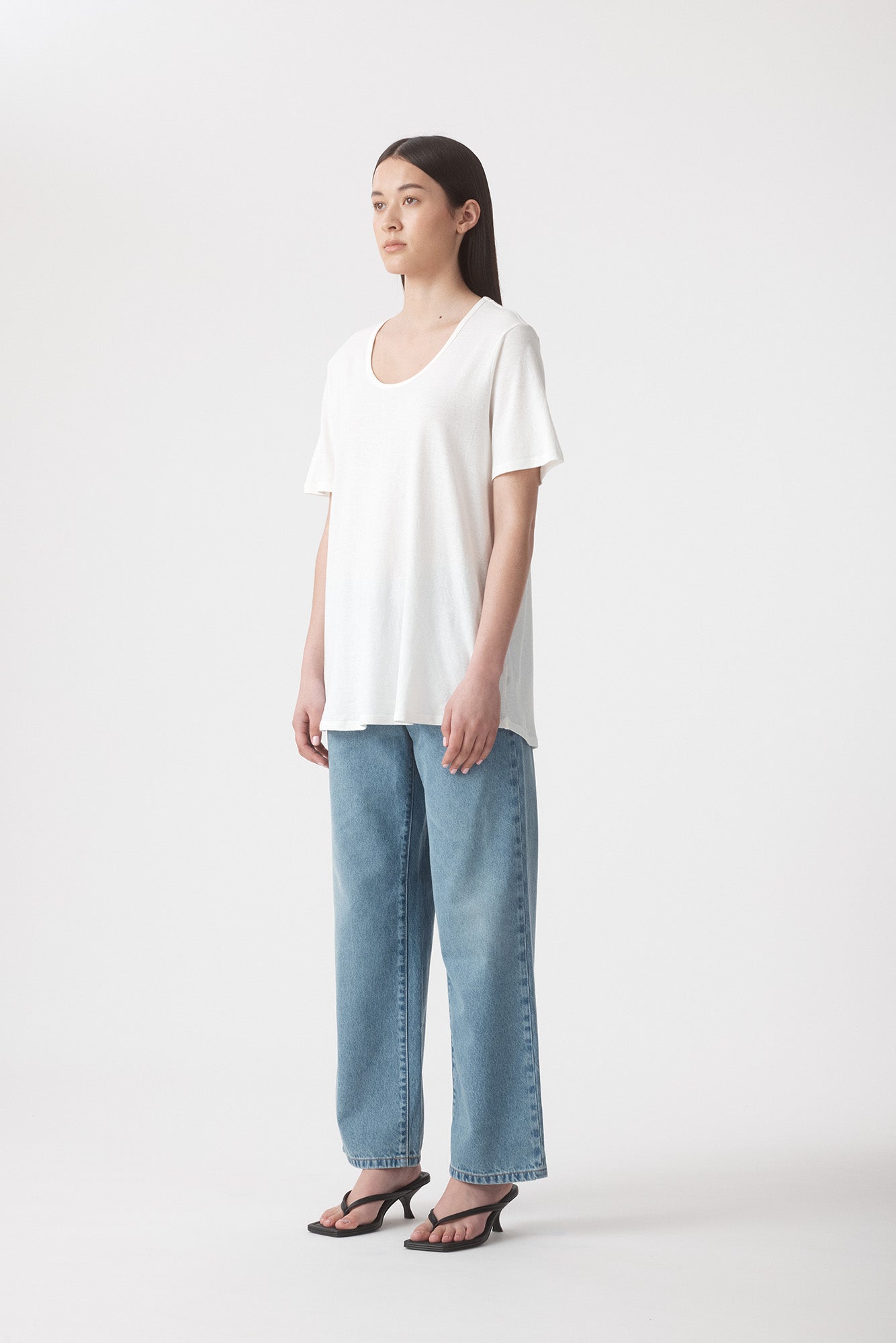 Outland Denim relaxed Lucy tee in white in organic cotton & hemp blend 